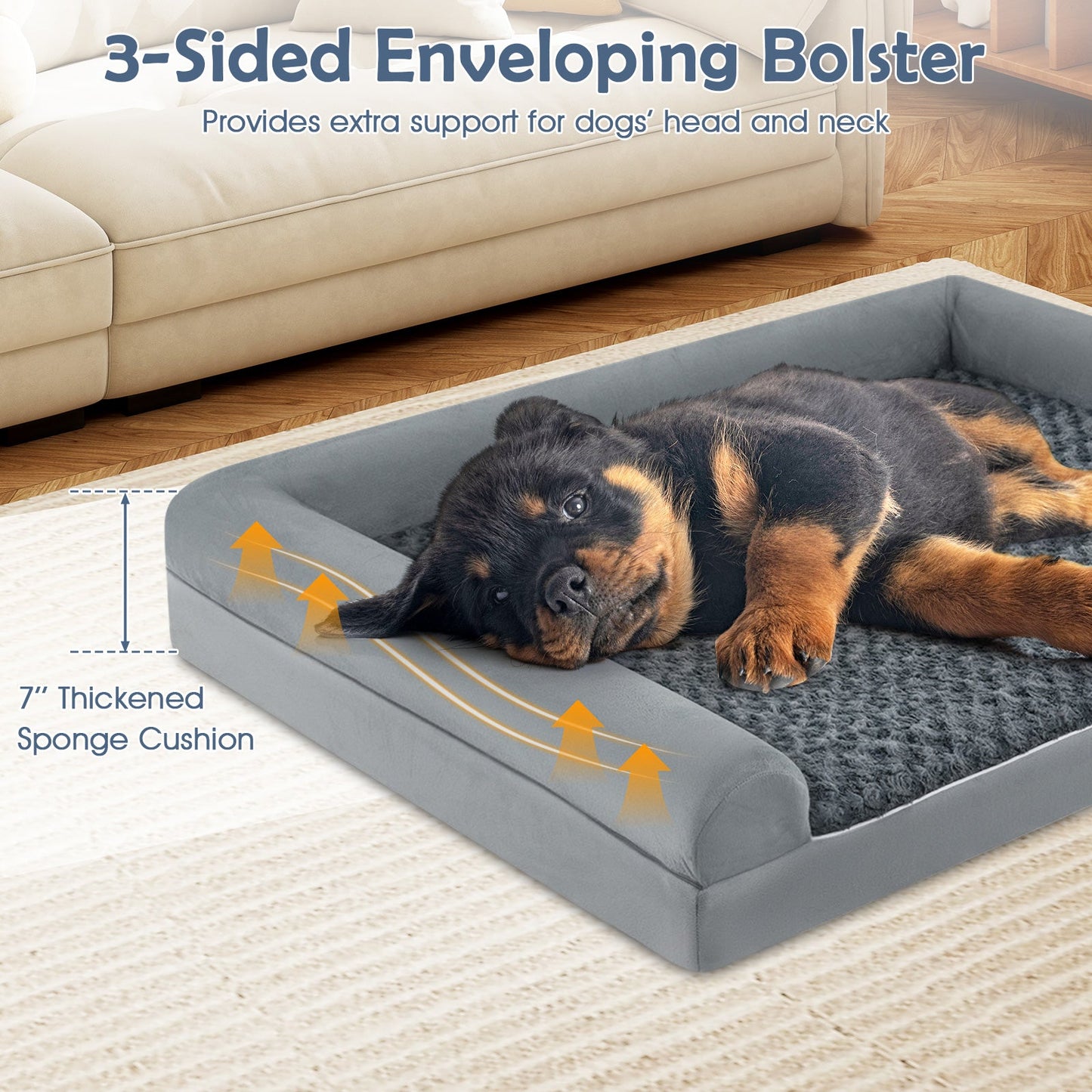 Orthopedic Foam Dog Bed Large Dog Sofa Couch with Removable Cover