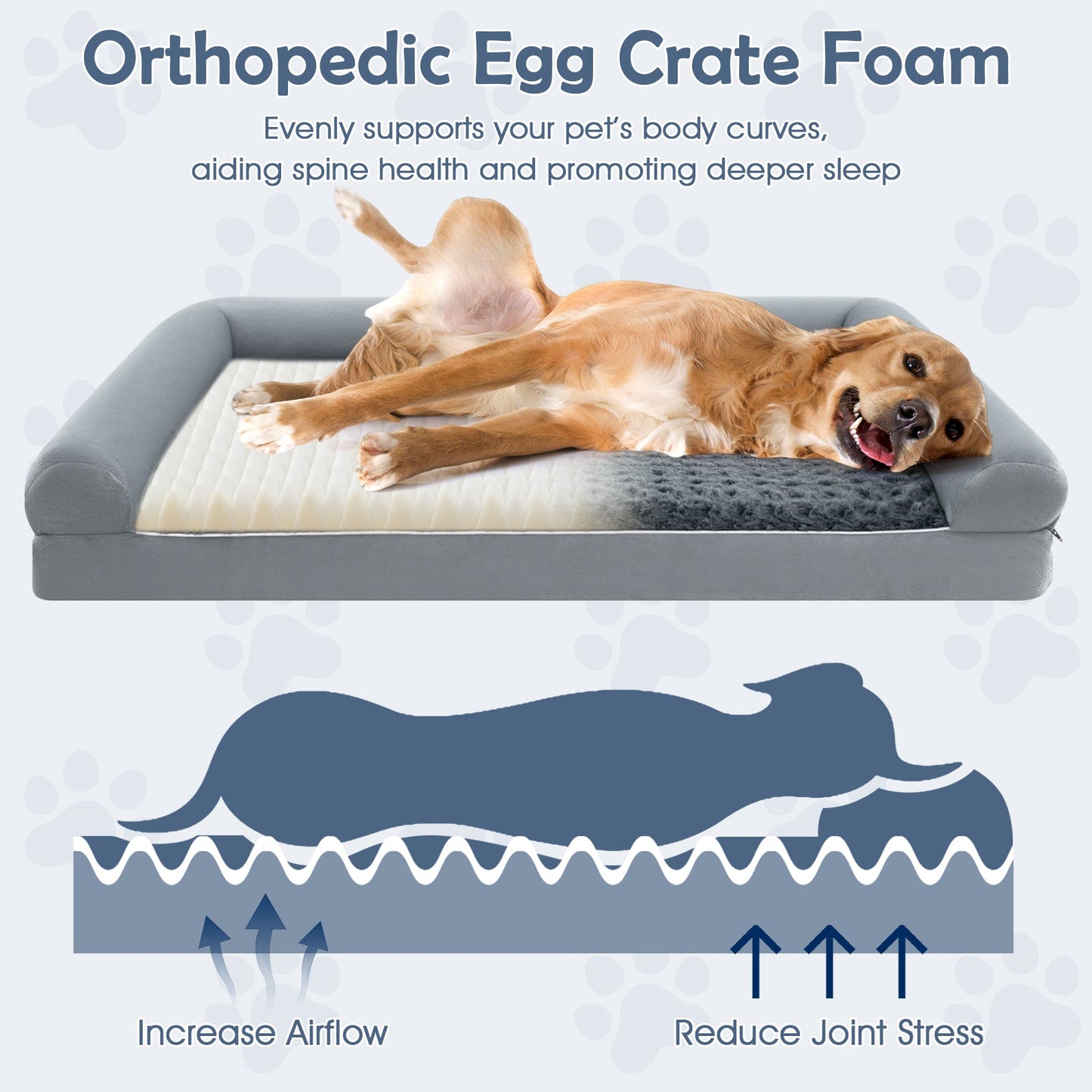 Orthopedic Foam Dog Bed Large Dog Sofa Couch with Removable Cover